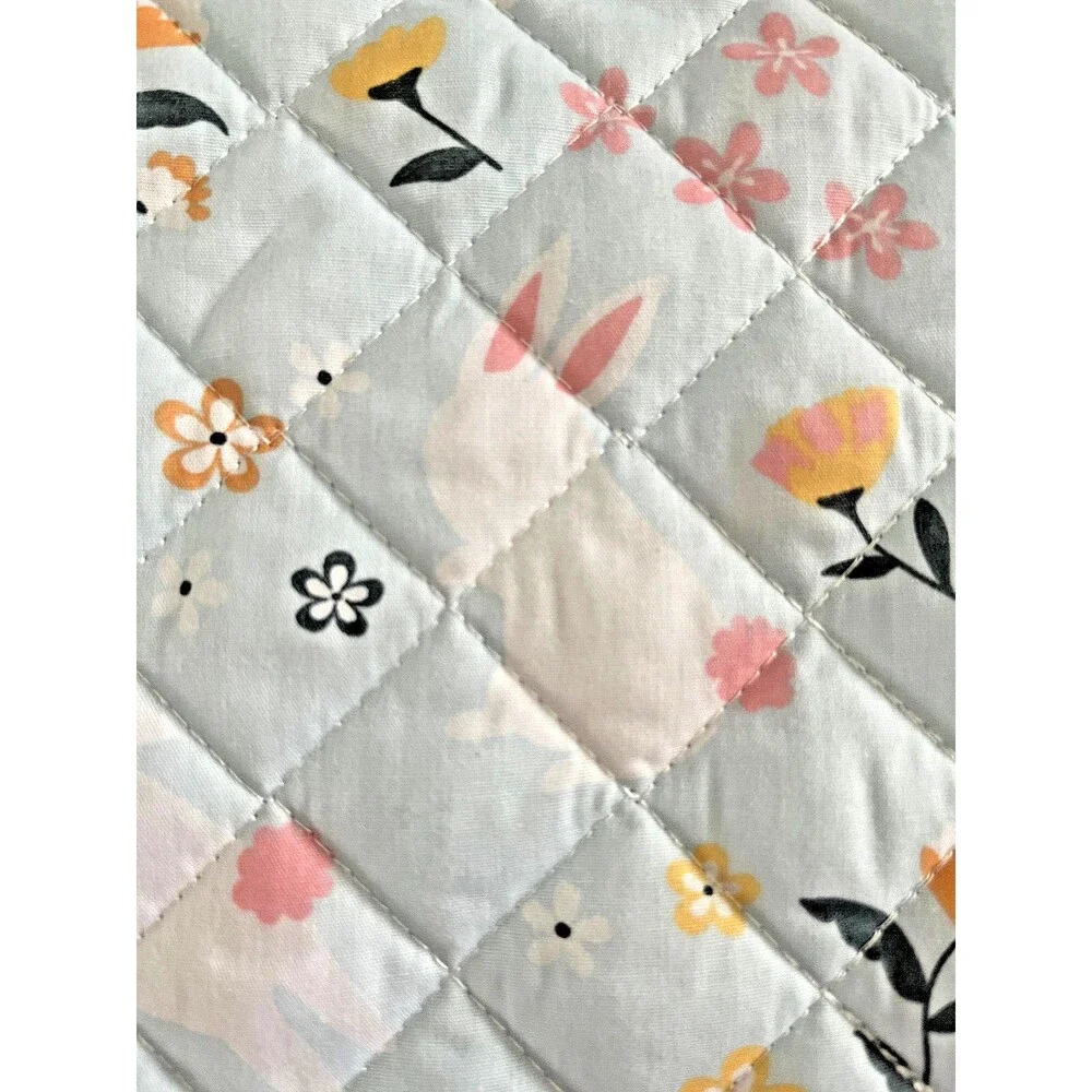 Bloom Home Easter Placemats Blue Floral Cotton Quilted Round Spring Set Of 4